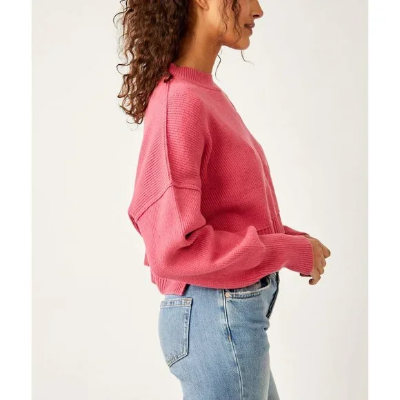 🎉LAST CHANCE🎉 FREE PEOPLE Easy Street Cropped Pullover / Madamoiselle - Picture 2 of 5